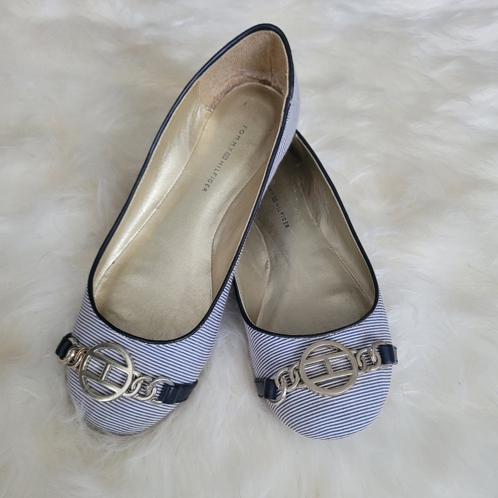 Blue/White Tommy Hilfiger flats